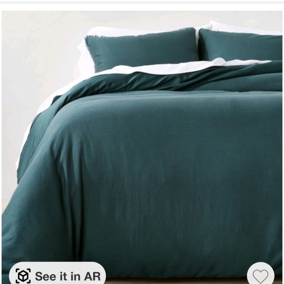 Heavyweight Linen KingBlend Quilt Dark TealBlue - Casaluna™ NWOT